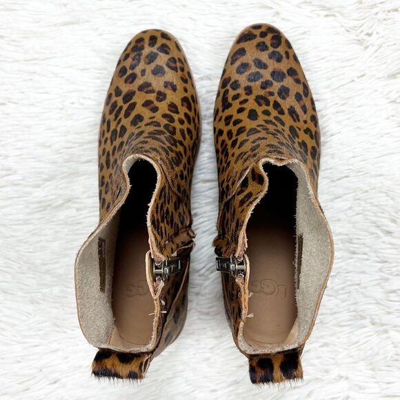UGG Kingsburg Leopard Ankle Boot Bootie Block Heel Size 6 - Picture 3 of 8